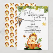 Het is een jongen baby jongen douche safari leeuw  kaart (Voorkant / Achterkant)