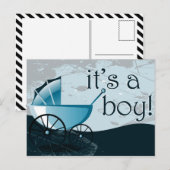 Het is een jongen baby koets aankondiging (Voorkant / Achterkant)