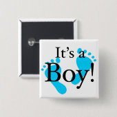 Het is een jongen - Baby, Newborn, feestvieren Vierkante Button 5,1 Cm (Voorkant /achterkant)