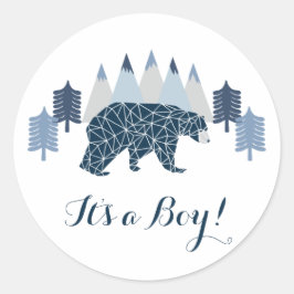 Het is een jongen! baby shower baby ronde sticker