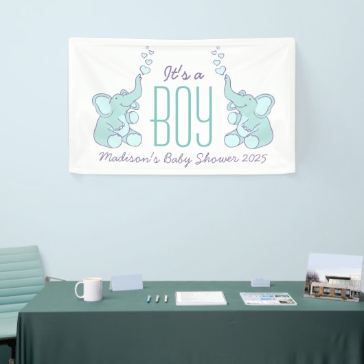 Het is een jongen baby shower bewegwijzering banne spandoek (Beurs)