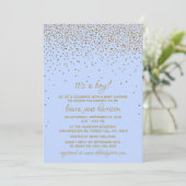Het is een jongen! Baby shower Blauw en goudConfet Kaart (Staand voorkant)