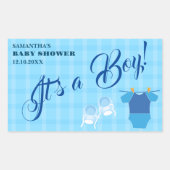 Het is een jongen! Baby shower Blauw Modern. Serve Rechthoekige Sticker (Voorkant)