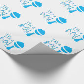 Het is een jongen baby shower blauwe 1 verjaardag cadeaupapier (Hoek)