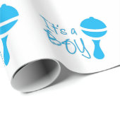 Het is een jongen baby shower blauwe 1 verjaardag cadeaupapier (Rol Hoek)