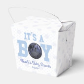 Het is een jongen! Baby shower Blauwe Bowling Ball Bedankdoosjes (Achterkant)