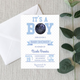 Het is een jongen! Baby shower Blauwe Bowling Ball Kaart