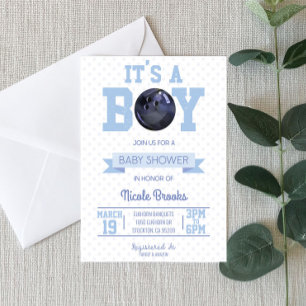 Het is een jongen! Baby shower Blauwe Bowling Ball Kaart
