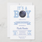Het is een jongen! Baby shower Blauwe Bowling Ball Kaart (Voorkant)