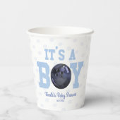 Het is een jongen! Baby shower Blauwe Bowling Ball Papieren Bekers (Achterkant)