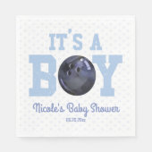 Het is een jongen! Baby shower Blauwe Bowling Ball Servet (Voorkant)