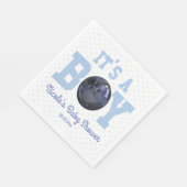 Het is een jongen! Baby shower Blauwe Bowling Ball Servet (Hoek)