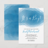 Het is een jongen! Baby shower Blauwe Waterverf Ab Kaart (Voorkant / Achterkant)