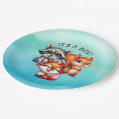 Het is een jongen | Baby shower Bosland Creatures Papieren Bordje (Gekanteld)