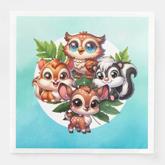 Het is een jongen | Baby shower Bosland Creatures Servet (Voorkant)