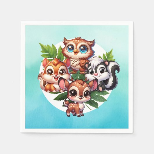 Het is een jongen | Baby shower Bosland Creatures Servet (Voorkant)