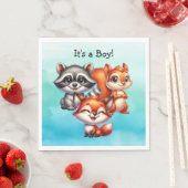 Het is een jongen | Baby shower Bosland Creatures Servet (Insitu)