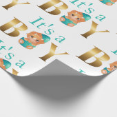 Het is een jongen baby shower Dinosaur Cadeaupapier (Hoek)