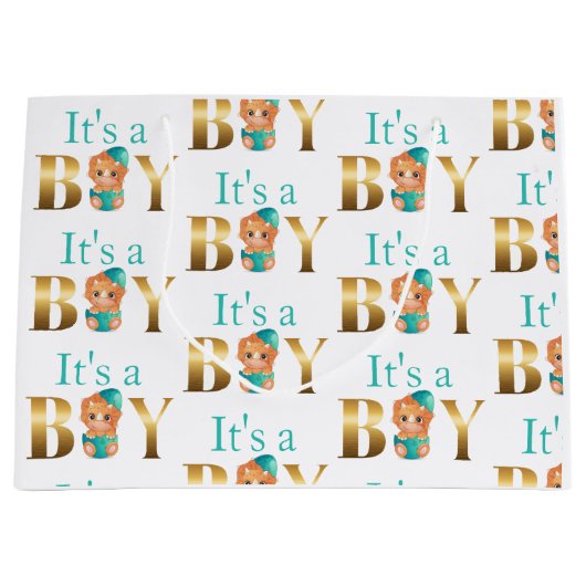 Het is een jongen baby shower Dinosaur Groot Cadeauzakje (Voorkant)