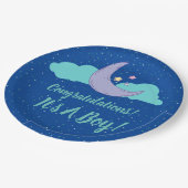 Het is een jongen! Baby shower Gefeliciteerd Borde Papieren Bordje (Gekanteld)