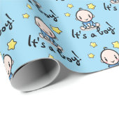 Het is een jongen, Baby shower geschenkverpakking, Cadeaupapier (Rol Hoek)