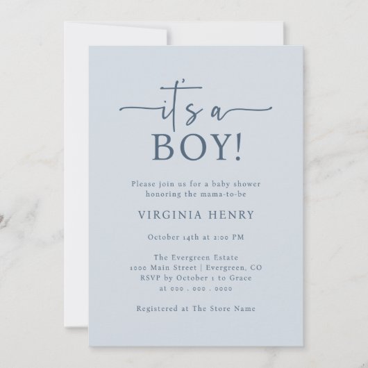 Het is een jongen Baby shower Kaart (Voorkant)