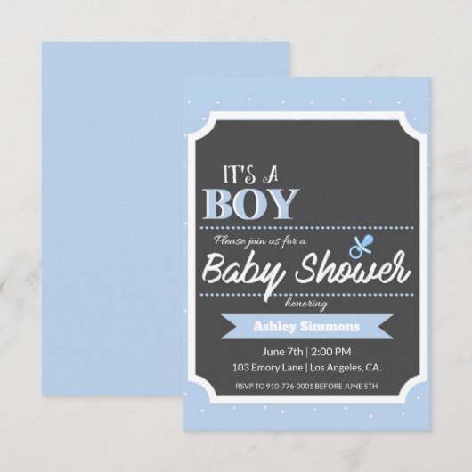 Het is een jongen | Baby Shower Kaart (Voorkant / Achterkant)