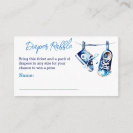 Het is een jongen baby shower luierloterij informatiekaartje