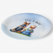 Het is een jongen! | BABY SHOWER Papieren Bordje (Gekanteld)