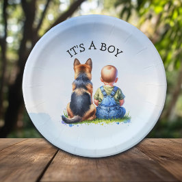 Het is een jongen! | BABY SHOWER Papieren Bordje