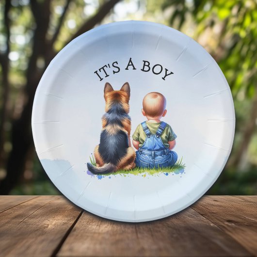 Het is een jongen! | BABY SHOWER Papieren Bordje