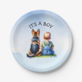 Het is een jongen! | BABY SHOWER Papieren Bordje (Voorkant)