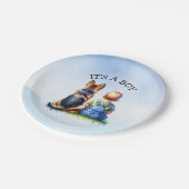 Het is een jongen! | BABY SHOWER Papieren Bordje (Gekanteld)