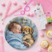 Het is een jongen | Baby Shower Papieren Bordje (Feest)