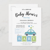 Het is een jongen, Baby shower rijden door Uitnodiging Briefkaart (Voorkant / Achterkant)