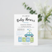 Het is een jongen, Baby shower rijden door Uitnodiging Briefkaart (Staand voorkant)