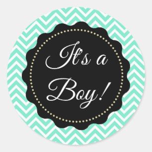 Het is een jongen! Baby shower Sage Green Stickers