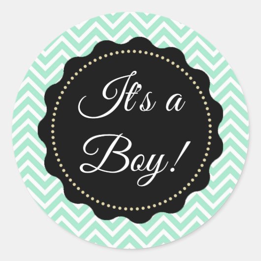 Het is een jongen! Baby shower Sage Green Stickers (Voorkant)