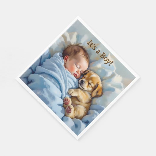 Het is een jongen | Baby Shower Servet (Hoek)