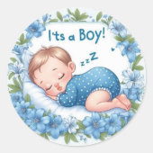 Het is een Jongen Baby Shower Sticker (Voorkant)