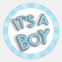 Het is een jongen Baby Shower Sticker – Blauw & Wi