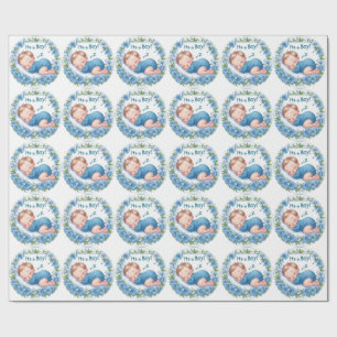 Het is een Jongen Baby Shower Sticker Cadeaupapier