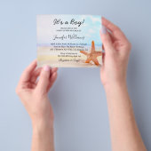 het is een jongen , baby shower , strandfoto - uit flyer (Hand)