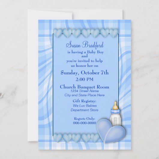 Het is een jongen - Baby shower uitnodiging (Achterkant)