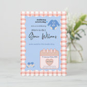 Het is een jongen baby shower uitnodiging | Gingha (Staand voorkant)