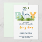 Het is een jongen, baby shower uitnodiging, schatt feestdagenkaart (Voorkant / Achterkant)