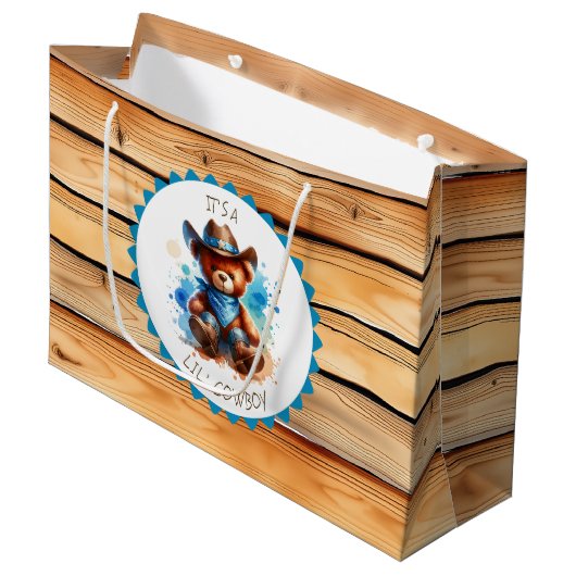 Het is een jongen | Baby shower van Cowboy Teddy B Groot Cadeauzakje (Voorkant Gekanteld)