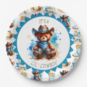 Het is een jongen Baby shower van Cowboy Teddy B Papieren Bordje