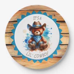 Het is een jongen Baby shower van Cowboy Teddy B Papieren Bordje