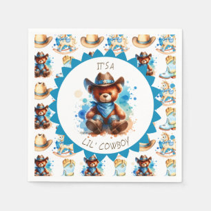 Het is een jongen   Baby shower van Cowboy Teddy B Servet